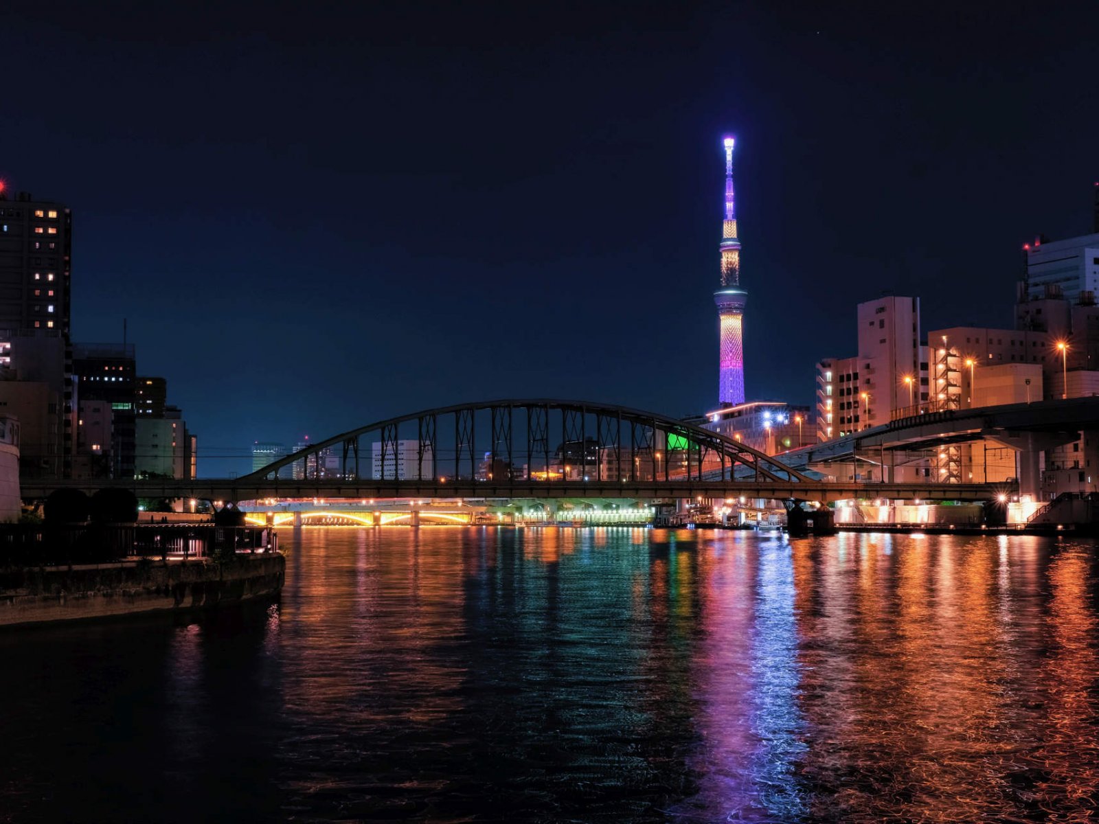 東京都 浅草橋 隅田川テラスからの夜景